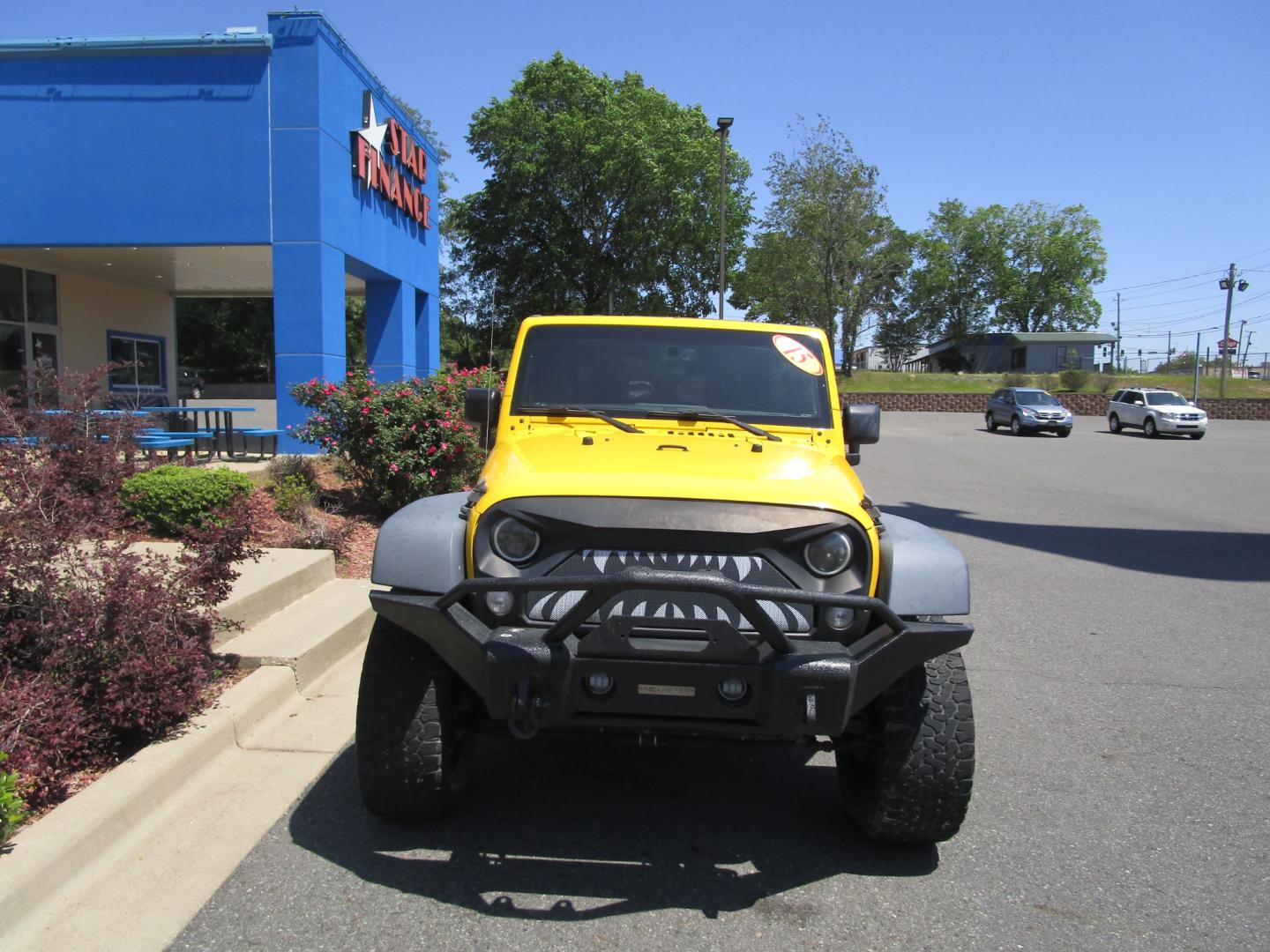 2011 Yellow /Gray / Cloth Jeep Wrangler Unlimited Sport 4WD (1J4BA3H12BL) with an 3.8L V6 OHV 12V engine, located at 1814 Albert Pike Road, Hot Springs, AR, 71913, (501) 623-1717, 34.494228, -93.094070 - Photo#1